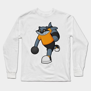 Racoon at Bowling with Bowling ball Long Sleeve T-Shirt